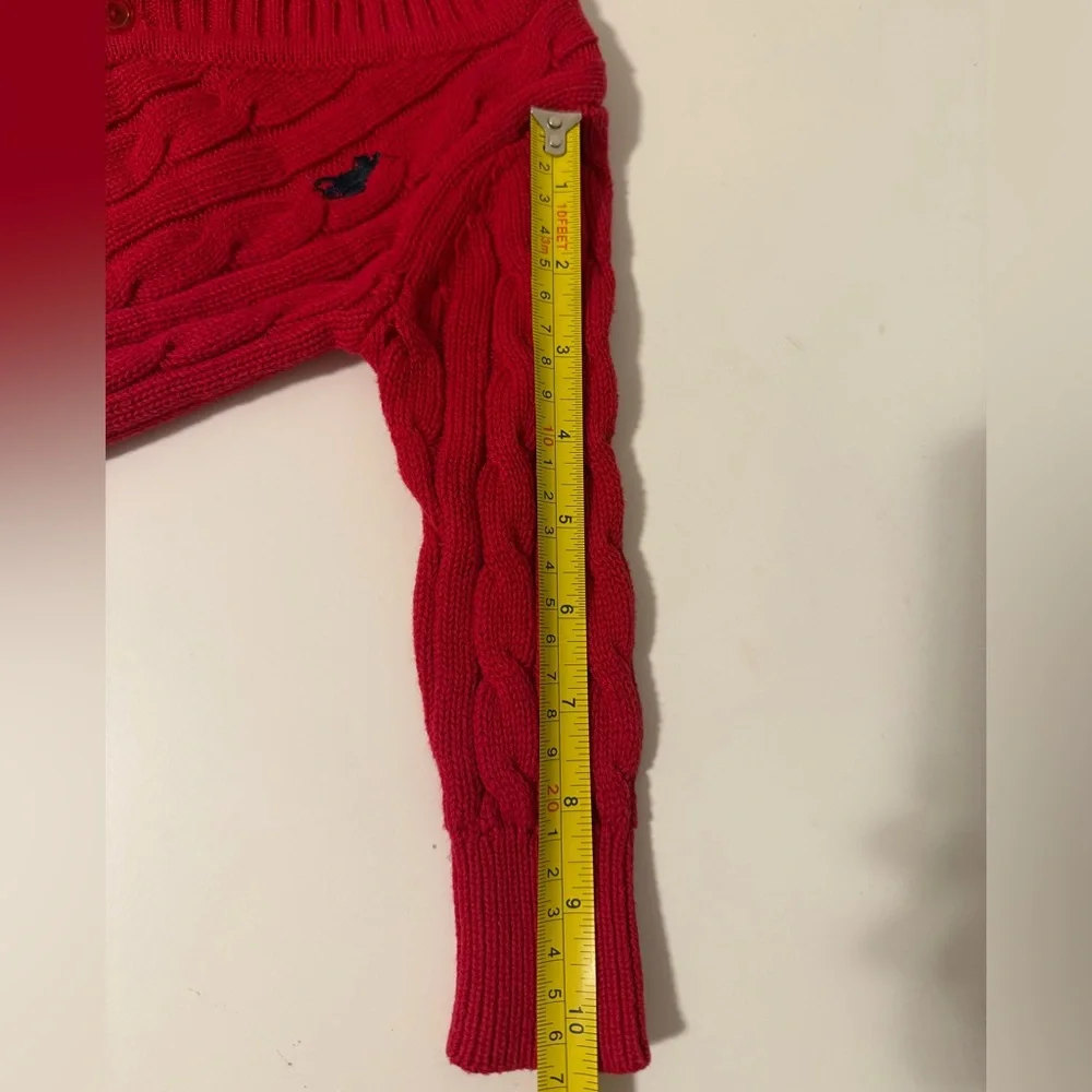 Ralph Lauren Baby Cable Knit Cardigan Sweater Red 18-24 Months 100% Cotton